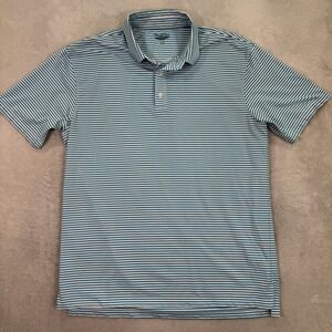 Straight Down Mens XXL Blue White Striped Performance Golf Polo Shirt Stretch